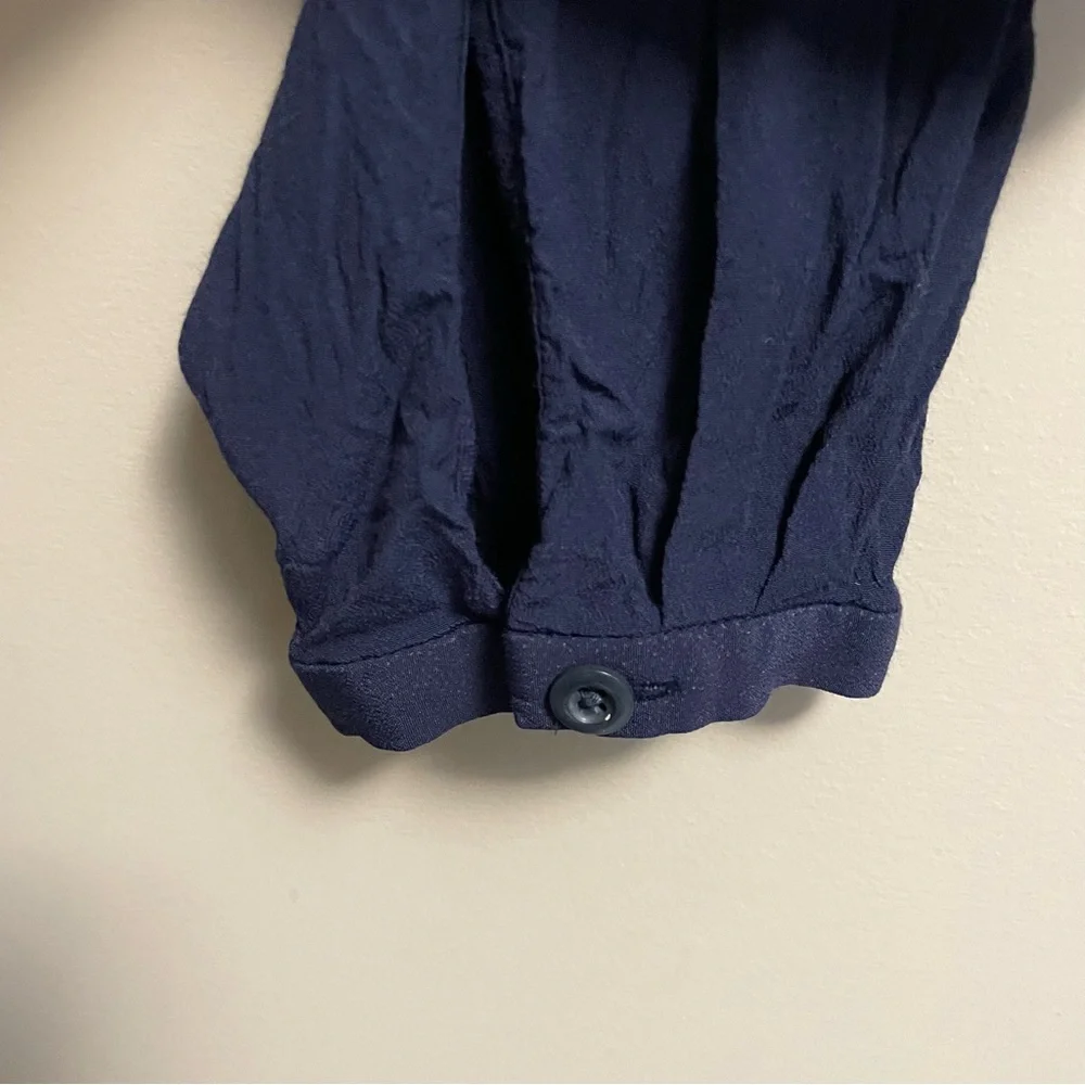 J. Crew Dark Blue Button-Up Long Sleeve Shirt Dress - Picture 6 of 11